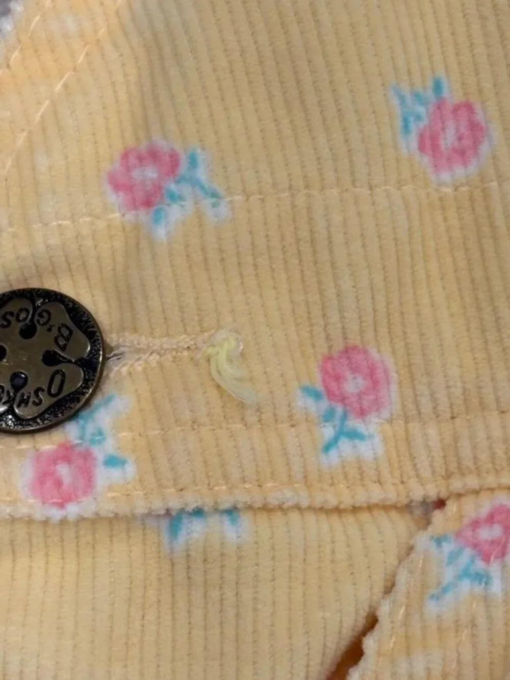 OshKosh Bgosh Yellow Floral Corduroy Overalls For Baby Girl - Size 12M